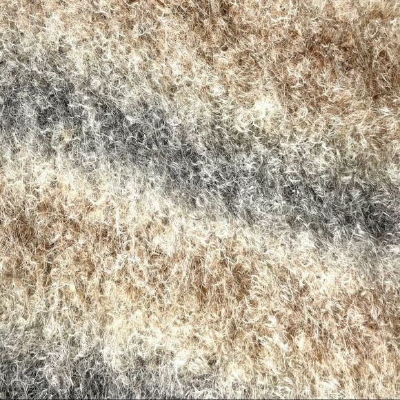 MOHAIR Wool Blend Open Front Shawl Collar Striped Brown Cardigan Size S - Picture 5 of 7